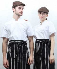 SKO-3622 흰색 원버튼 반팔 조리복