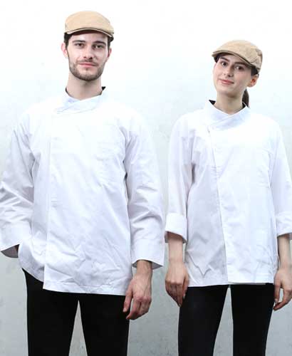 SCD-3522 흰색 크로스넥 7부 긴팔 겸용 조리복