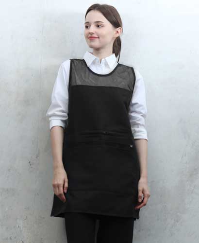 SAP-045 블랙 지퍼포켓원피스 앞치마[PO03]
