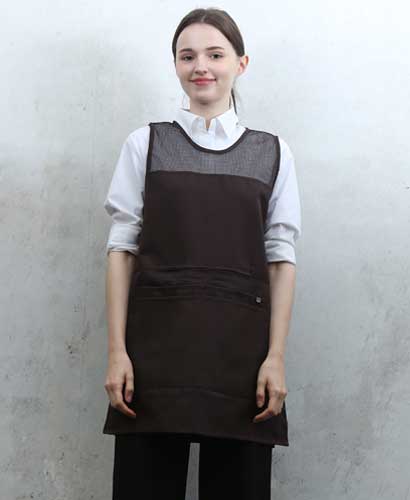 SAP-046 브라운 지퍼포켓원피스 앞치마[PO03]
