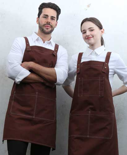 SAP-7934 브라운 스티치 스냅단추 H형 앞치마