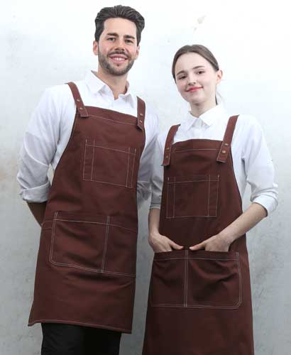 SAP-7934 브라운 스티치 스냅단추 H형 앞치마