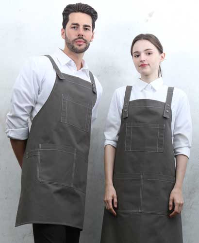 SAP-7935 그레이 스티치 스냅단추 H형 앞치마