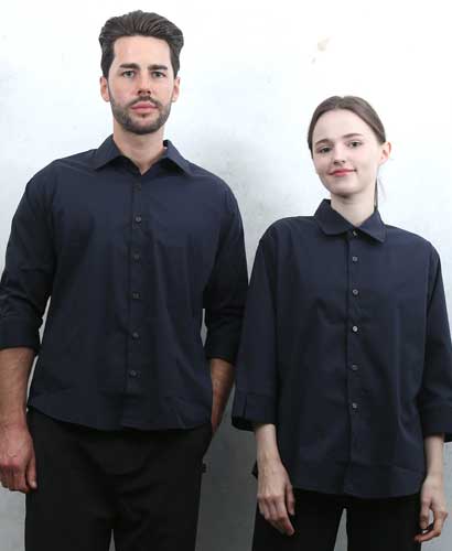 SY-826 NEW 네이비 카라 셔츠 칠부ㅡㅡ(남여공용 사이즈)