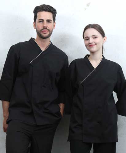 SKO-4011 블랙 브이넥카라 칠부 조리복ㅡㅡ(남여공용 사이즈)