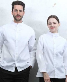 SKO-165-1 화이트 베이직 스탠딩카라 긴팔조리복