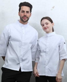 SKO-166-1 화이트 베이직 스탠딩카라 칠부조리복