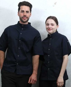 SKO-167-3 네이비 베이직 스탠딩카라 반팔조리복