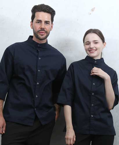 SKO-166-3 네이비 베이직 스탠딩카라 칠부조리복