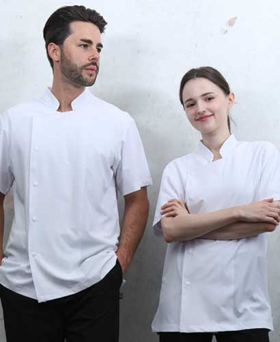 SKO-3942 화이트 슬림핏 고신축 쿨기능성 반팔조리복