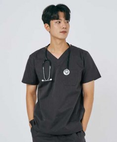 S101M-2 남성 쿨스판 V넥 베이직 스크럽 그레이