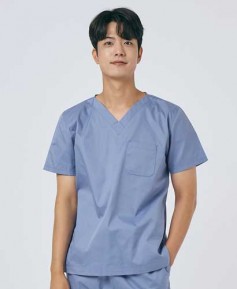 S101M-3 남성 쿨스판 V넥 베이직 스크럽 인디고