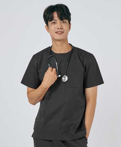 S201M-2 남성 쿨스판 크루넥 베이직 스크럽 그레이