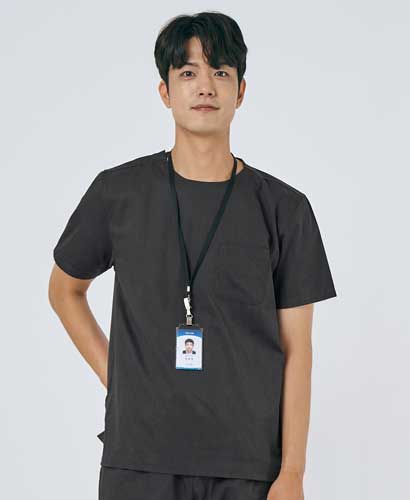 S201M-2 남성 쿨스판 크루넥 베이직 스크럽 그레이