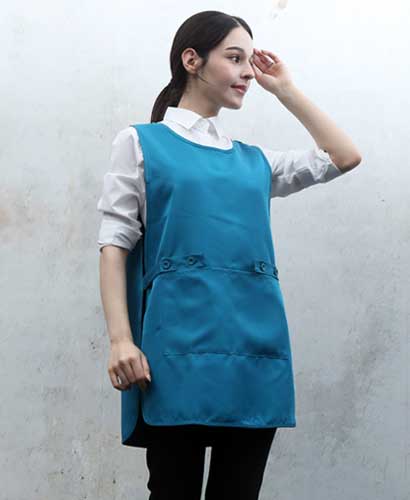 SAP-515-1 비취색 옆트임 원피스 앞치마 ＃(폴리원단)