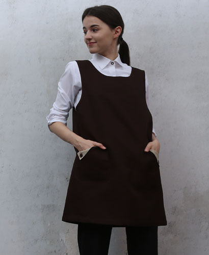 SAP-6514 커피 삼각주머니포인트 원피스