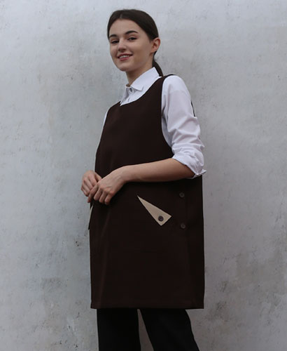 SAP-6514 커피 삼각주머니포인트 원피스