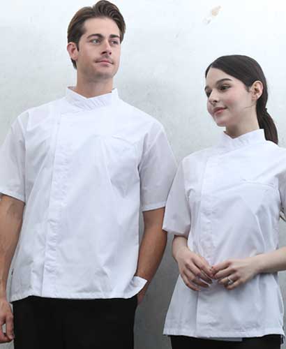 SKO-190S-2 히든 크로스넥 화이트 반팔조리복