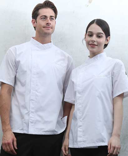 SKO-190S-2 히든 크로스넥 화이트 반팔조리복