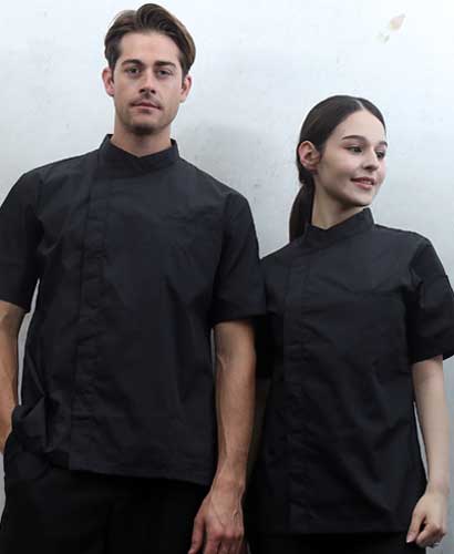 SKO-190S-3 히든 크로스넥 블랙 반팔조리복