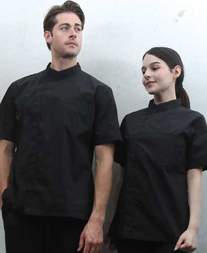 SKO-190S-3 히든 크로스넥 블랙 반팔조리복