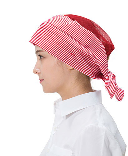 SC-465 빨강체크 위망사 뒤끈두건