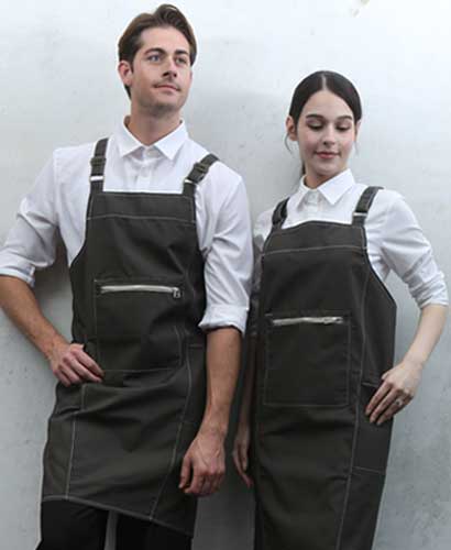 SQ-776 카키 지퍼포켓 스티치 앞치마