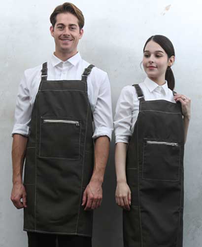 SQ-776 카키 지퍼포켓 스티치 앞치마