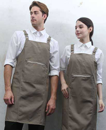 SQ-775 베이지 지퍼포켓 스티치 앞치마