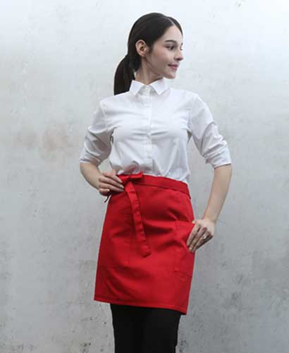 SAP-3166 레드 면혼방 랩형앞치마