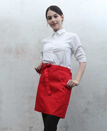 SAP-3166 레드 면혼방 랩형앞치마