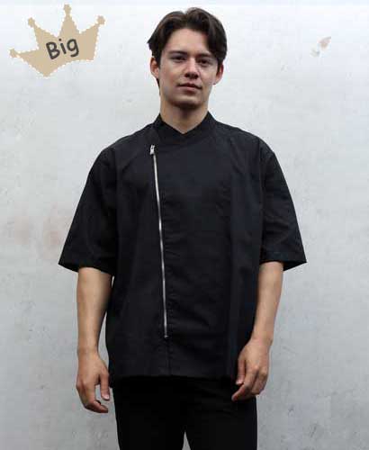 SKO-85-2 검정 지퍼 슬립 기능성 반팔 쿡복 ★빅사이즈