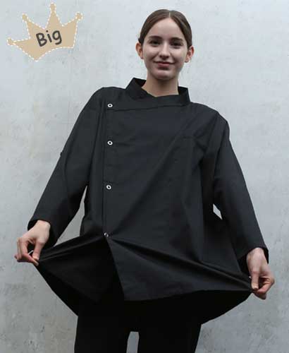 KO-151-1 블랙 슬립 스넵단추 조리복-빅사이즈 [칠부/반팔겸용]