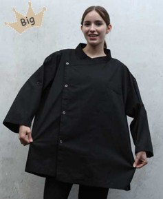 KO-151-1 블랙 슬립 스넵단추 조리복-빅사이즈 [칠부/반팔겸용]