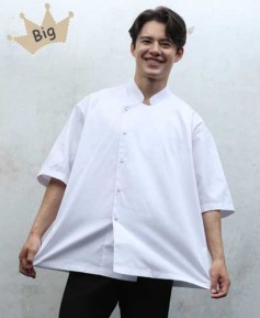 KO-178-2 화이트 싱글 반팔 스냅단추 조리복ㅡㅡㅡ빅사이즈