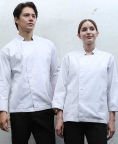 SCD-77  NEW 백색 속단추 조리복  ㅡ(안쪽망사) ㅡㅡ(긴팔/칠부겸용)