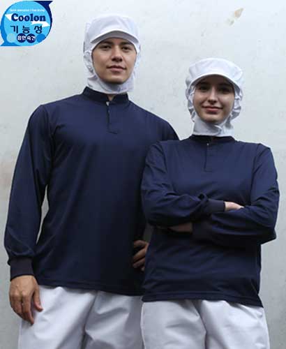 SW-177 네이비 차이나카라 기능성 긴팔ㅡ(남녀공용 위생티) ★빅사이즈 있음