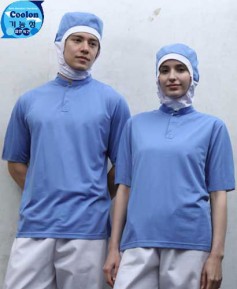 SW-279 진하늘 차이나카라 기능성 반팔ㅡ(남녀공용 위생티) ★빅사이즈 있음