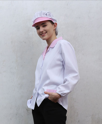 SHA-636 30수 핑크체크 카라위생복ㅡ(얇은원단)