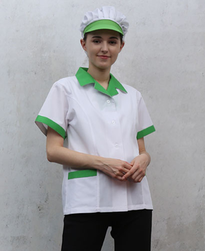 SHA-81 연두 카라 반팔 위생복