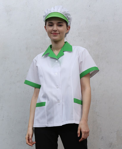 SHA-81 연두 카라 반팔 위생복