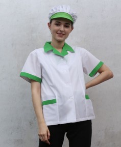 SHA-81 연두 카라 반팔 위생복