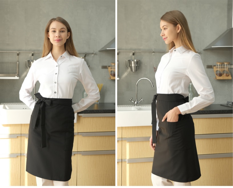 SAP-5011 블랙 허리감김 중앞치마 ㅡㅡㅡ남여공용 [ 아래 64cm]