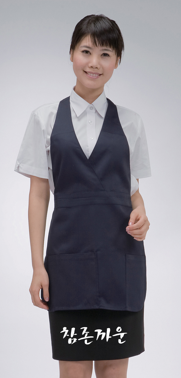 SAP-020 네이비 V라인 앞치마ㅡㅡㅡ(면혼방)