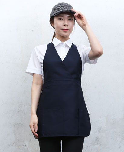 SAP-020 네이비 V라인 앞치마ㅡㅡㅡ(면혼방)