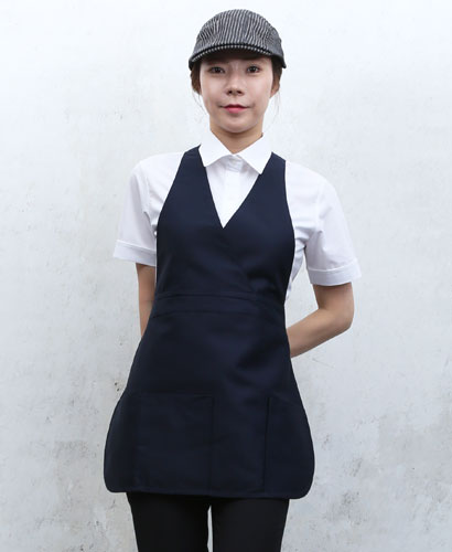 SAP-020 네이비 V라인 앞치마ㅡㅡㅡ(면혼방)