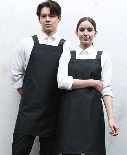 SAP-46 검정 넉넉한 단색앞치마ㅡㅡㅡㅡㅡ면혼방/폴리 선택