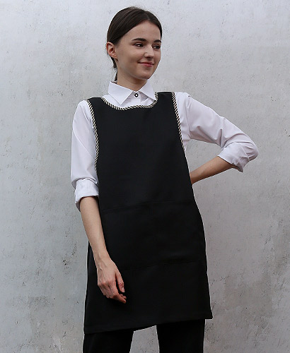 SAP-929 검정 원피스 체크바이어스