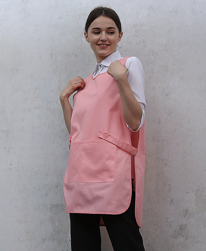 SAP-935 핑크 옆트임 원피스 앞치마 (면혼방)