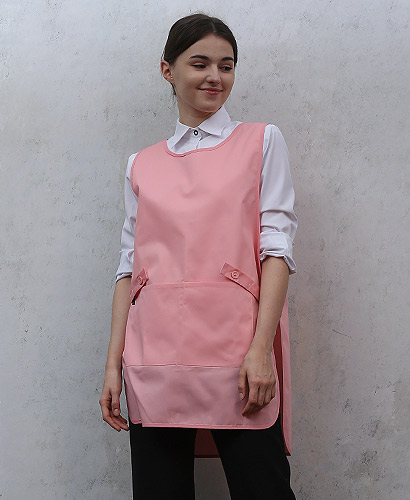 SAP-935 핑크 옆트임 원피스 앞치마 (면혼방)